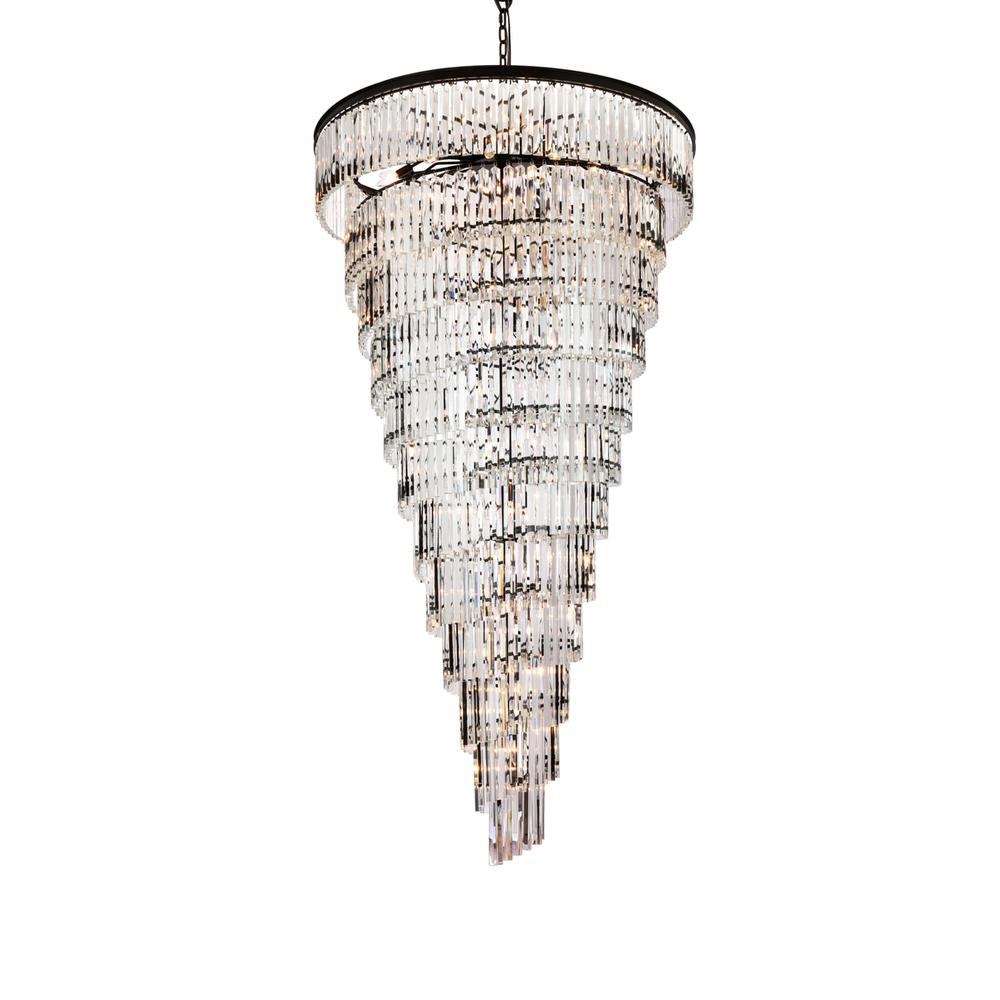 Sydney 48 inch spiral crystal chandelier in matte black. Picture 2