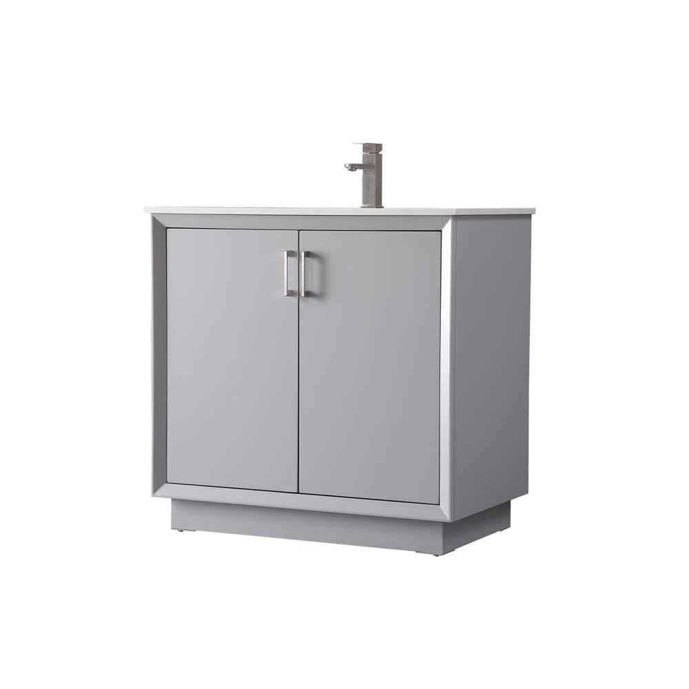 36 Inch SIngle Bathroom Vanity In Grey. Picture 7