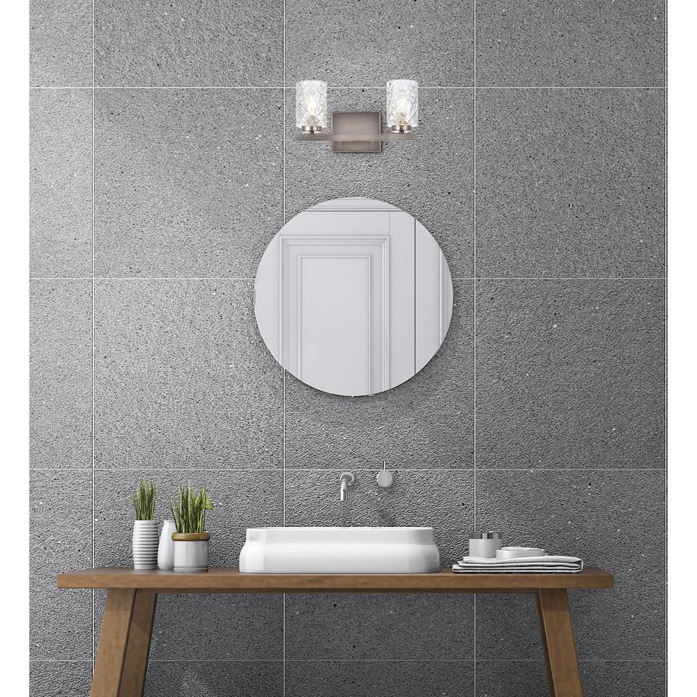 Cassie 2 lights bath sconce in satin nickel with clear shade. Picture 7