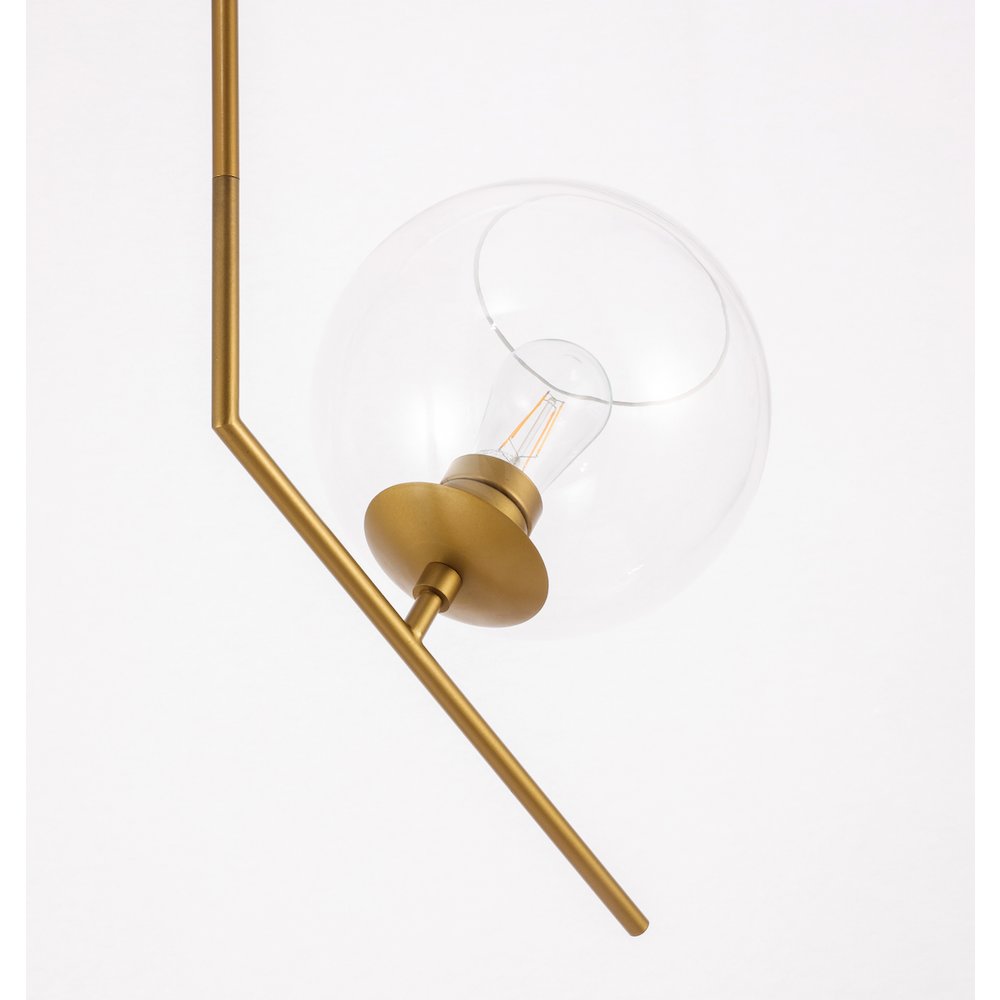 Ryland 1 Light Brassand Clear Glass Pendant. Picture 10