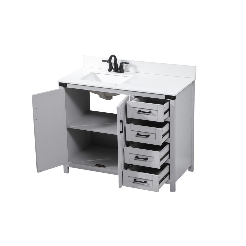 42 inch Single bathroom vanity in grey with backsplash. Picture 9