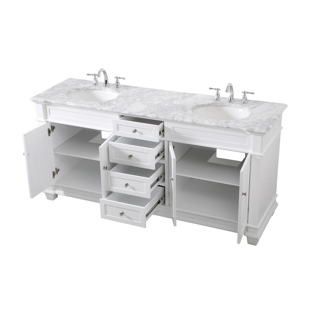 72 inch Double Bathroom Vanity set in White. Picture 9