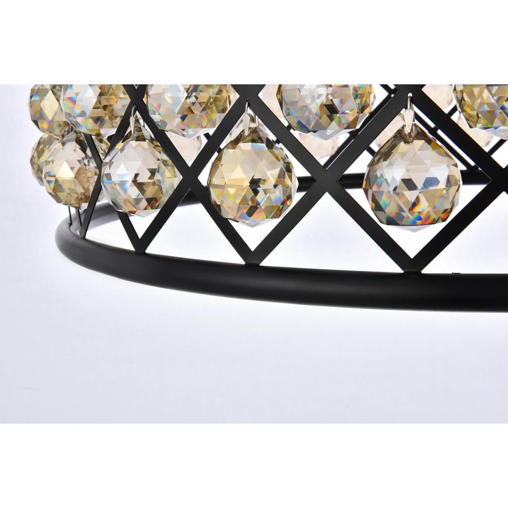 Madison 8 light Matte Black Chandelier Golden Teak (Smoky) Royal Cut Crystal. Picture 3
