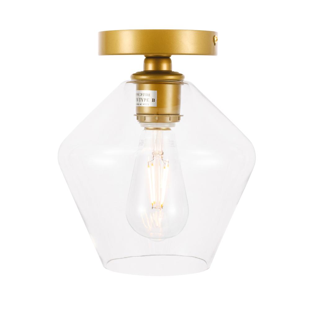 Gene 1 light Brass and Clear glass Flush mount. Picture 3