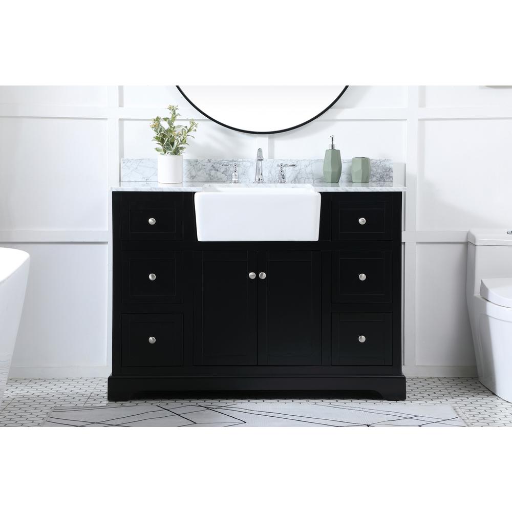 48 inch Single bathroom vanity in black with backsplash. Picture 14