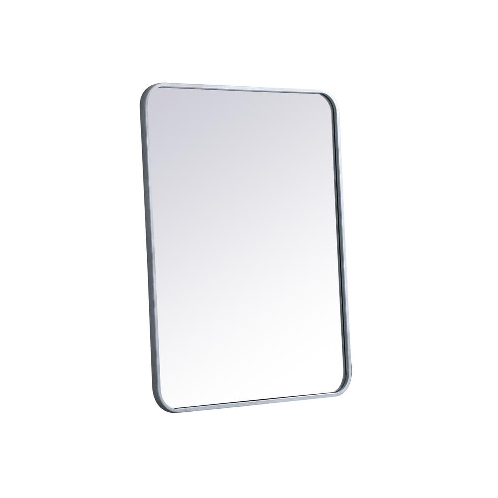 Soft corner metal rectangular mirror 24x32 inch in Silver. Picture 7