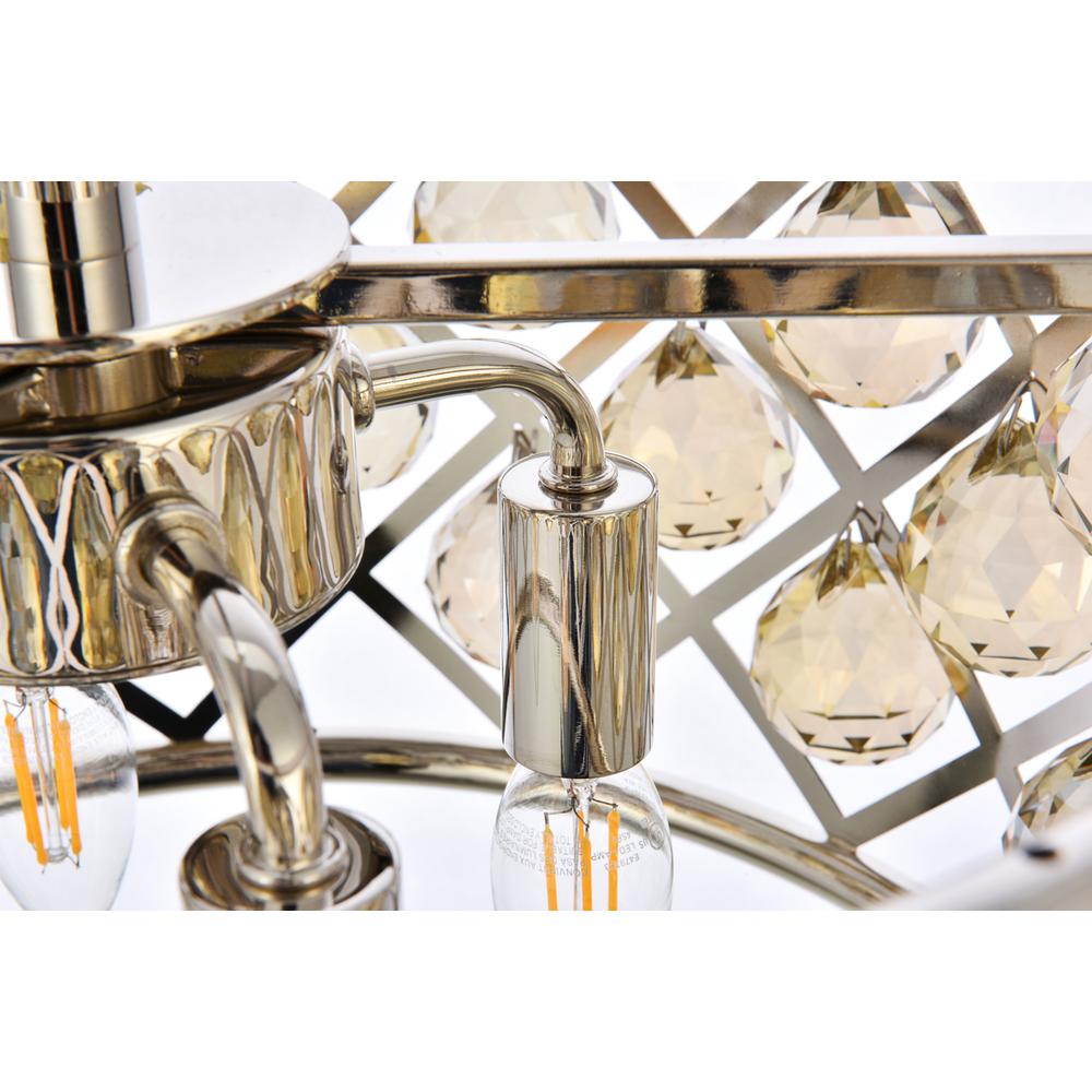 Madison 4 light polished Nickel Pendant Golden Teak (Smoky) Royal Cut Crystal. Picture 4