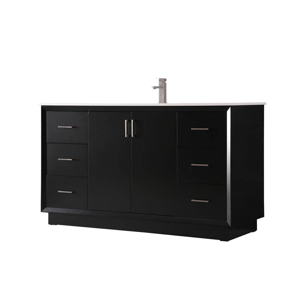 60 Inch SIngle Bathroom Vanity In Black. Picture 7