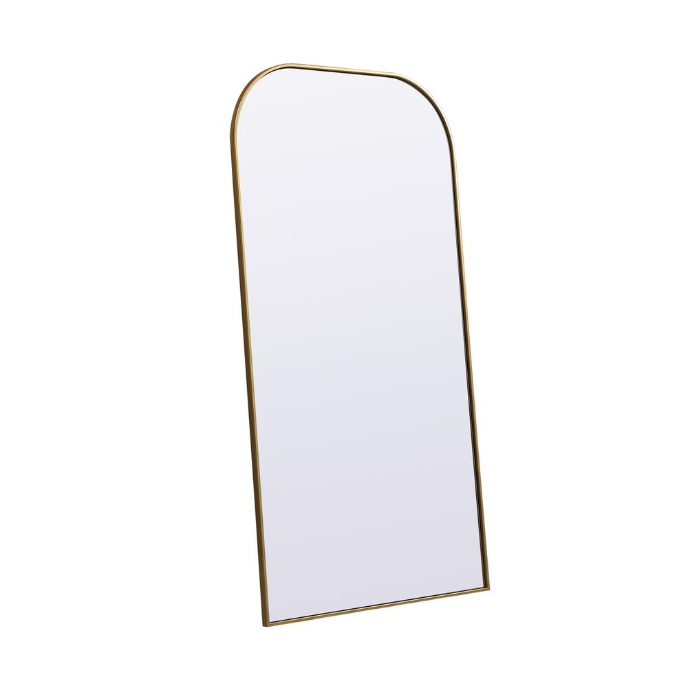 Metal Frame Arch Full Length Mirror 35x66 Inch in Brass. Picture 6