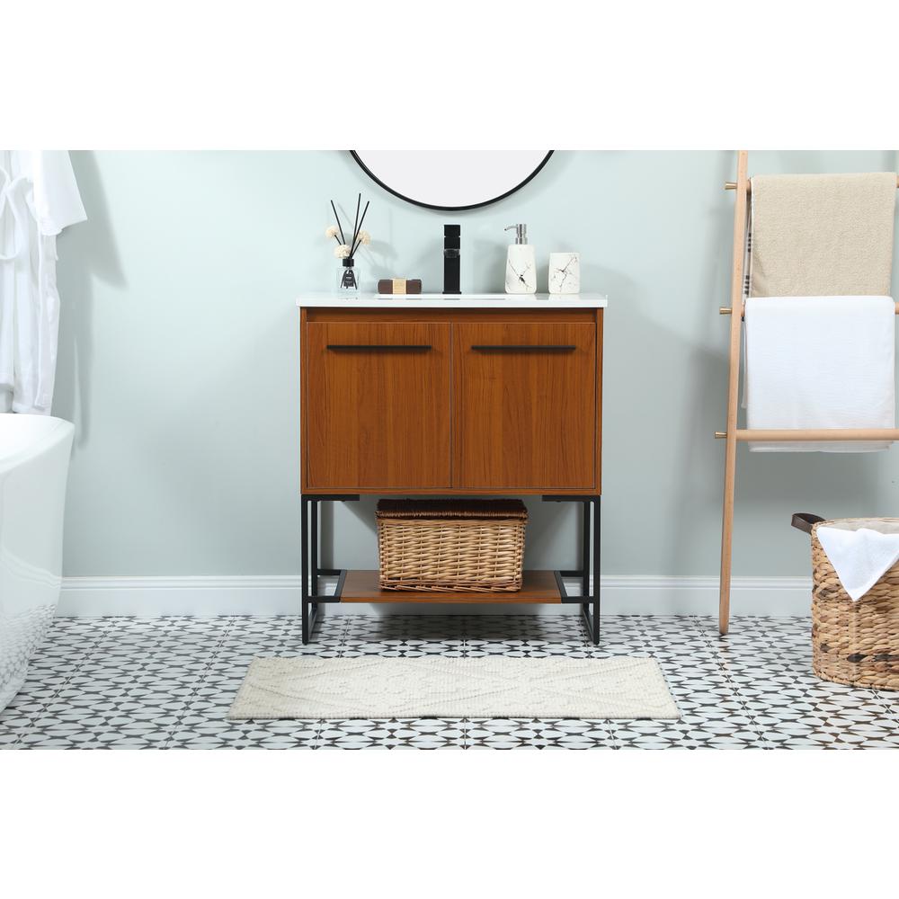 30 inch Single bathroom vanity in teak. Picture 14