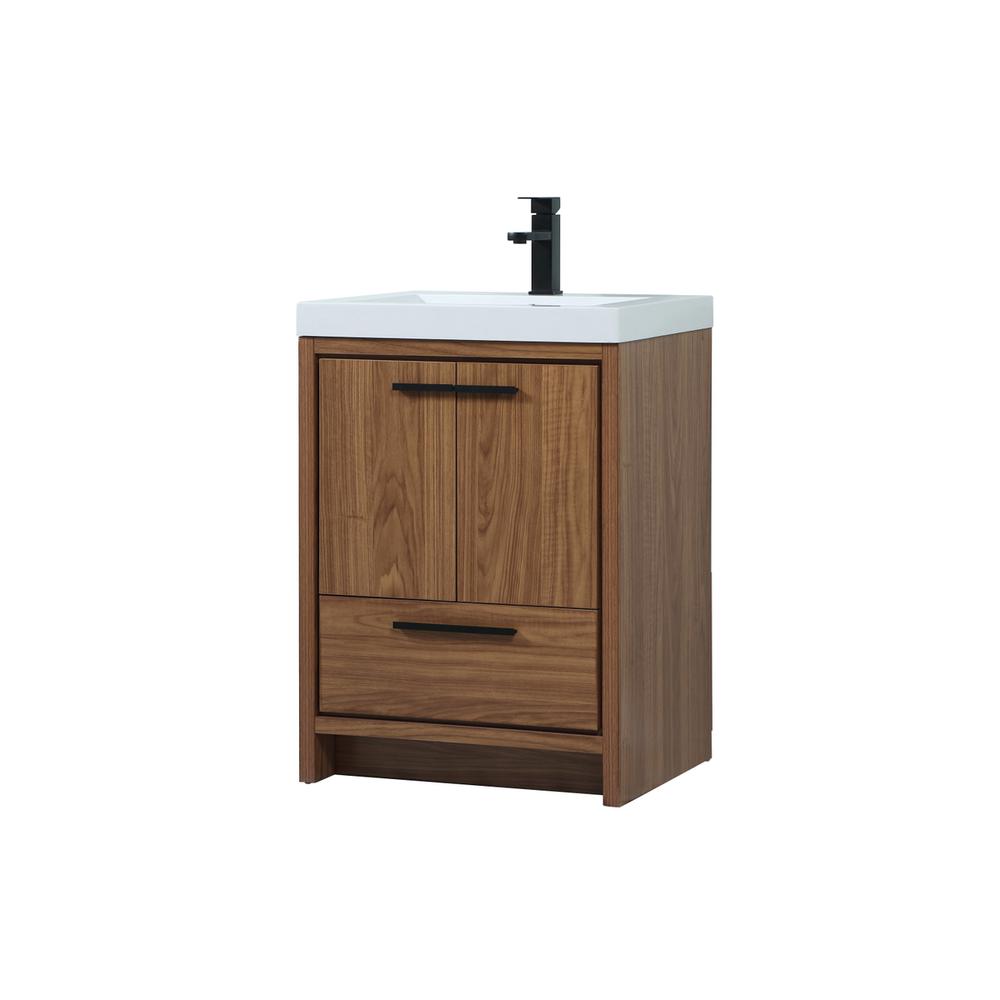 24 inch Single bathroom vanity in walnut brown. Picture 7