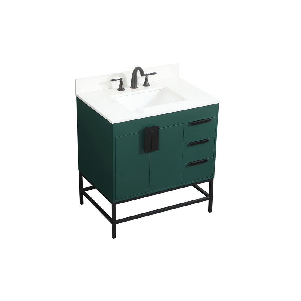 32 inch Single bathroom vanity in green with backsplash. Picture 8
