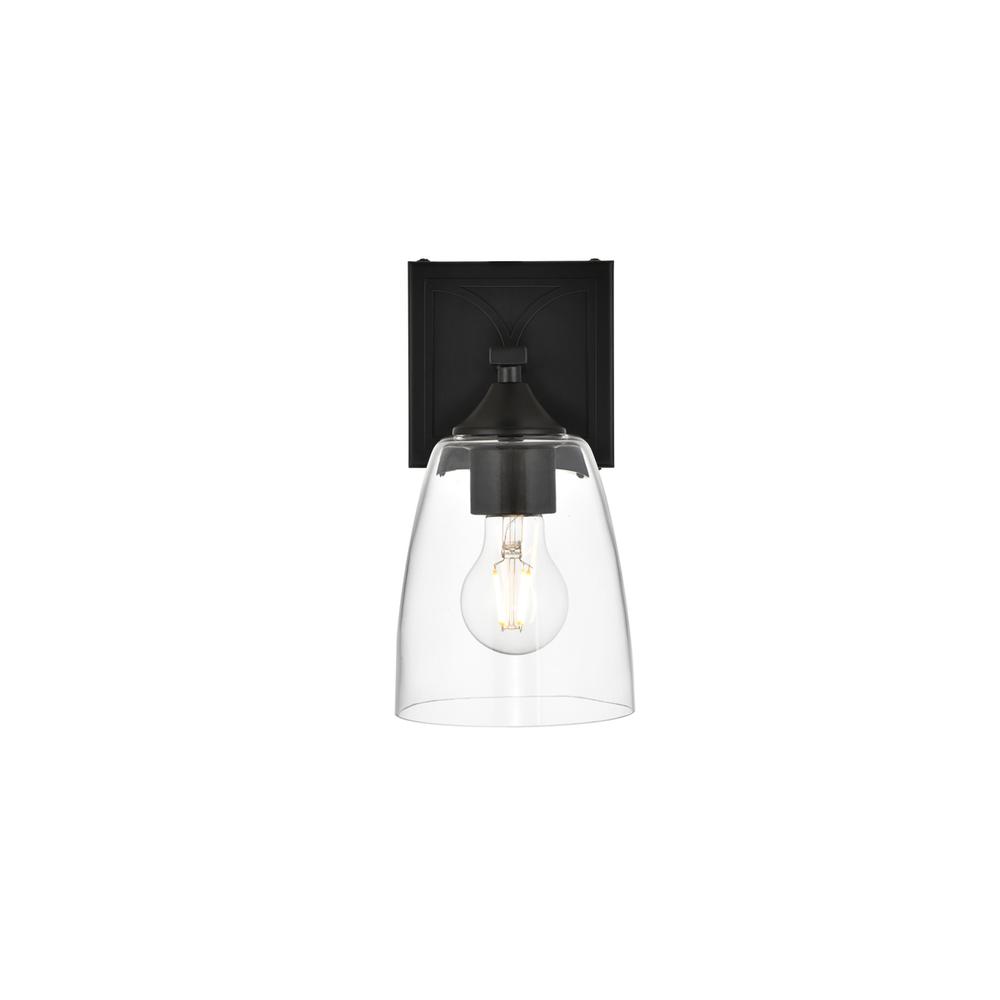 Harris 1 light Black and Clear Bath Sconce. Picture 1