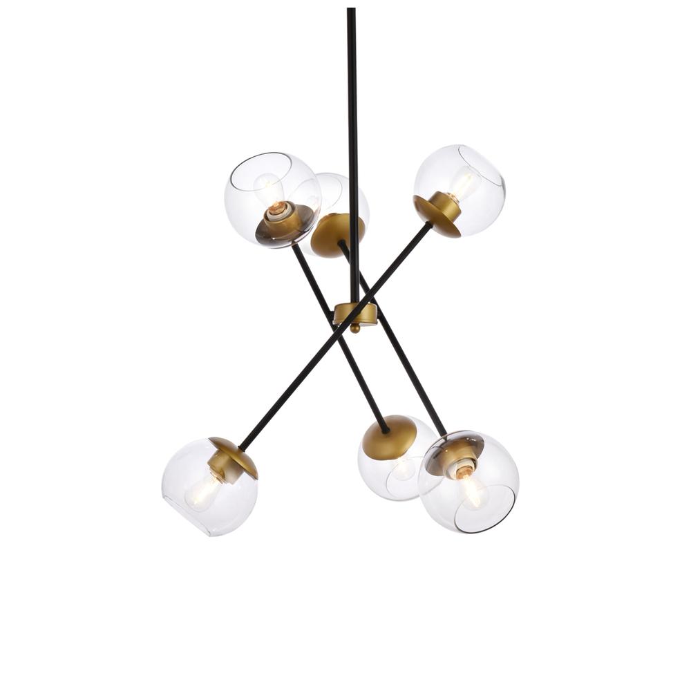 Axl 24 inch pendant in black and brass with clear shade. Picture 2