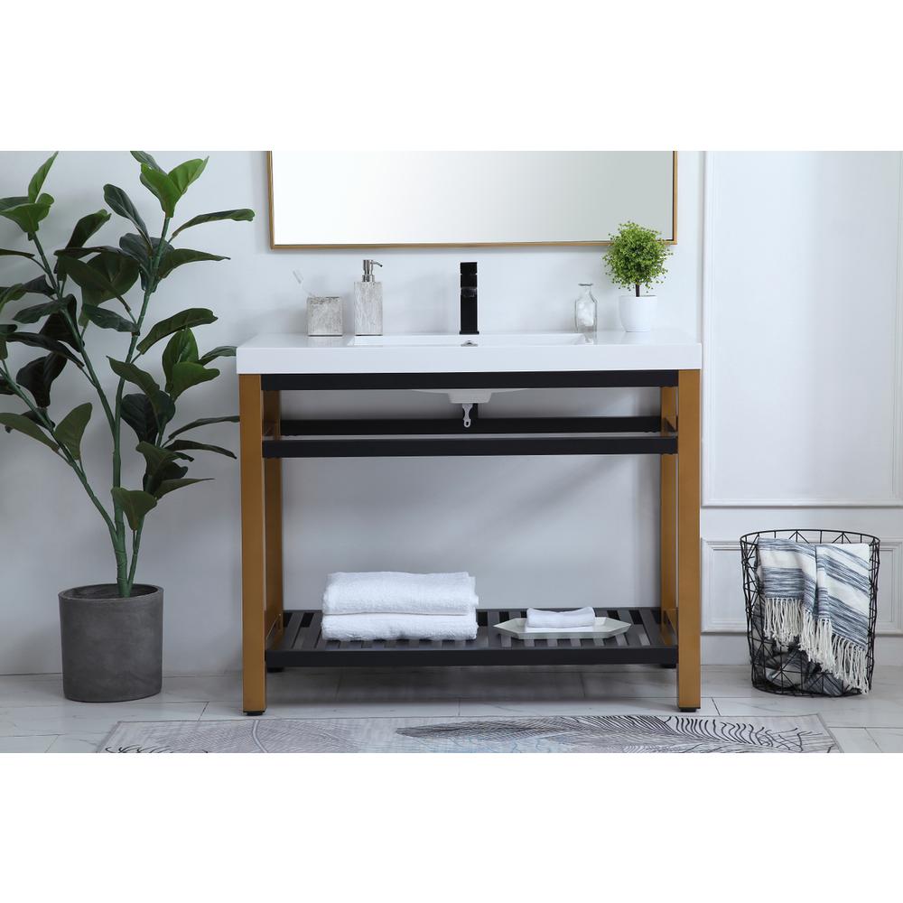 42 inch Single Bathroom Metal Vanity in Golden Black. Picture 14