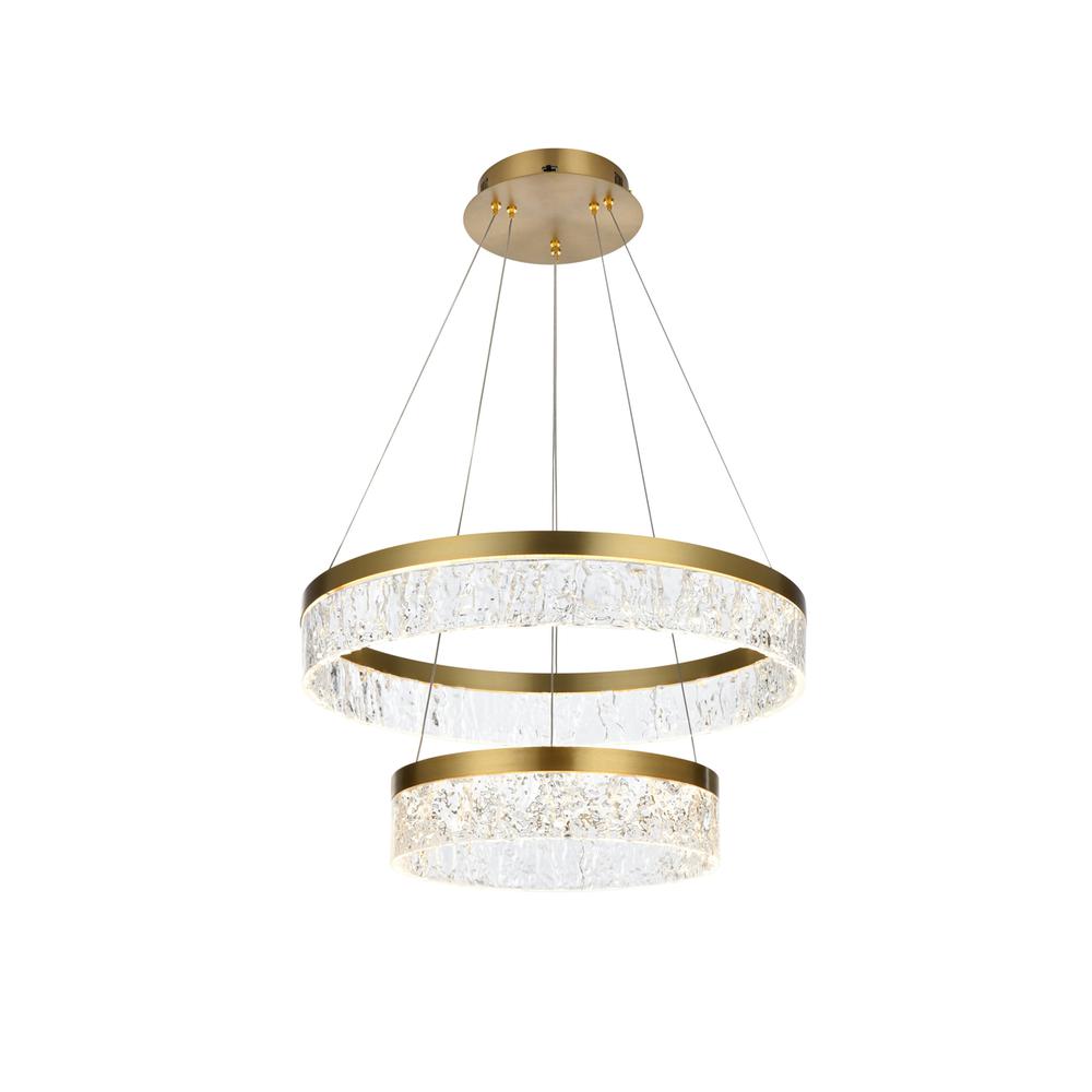 Linden 22 inch Adjustable LED chandelier in Satin Gold. Picture 2