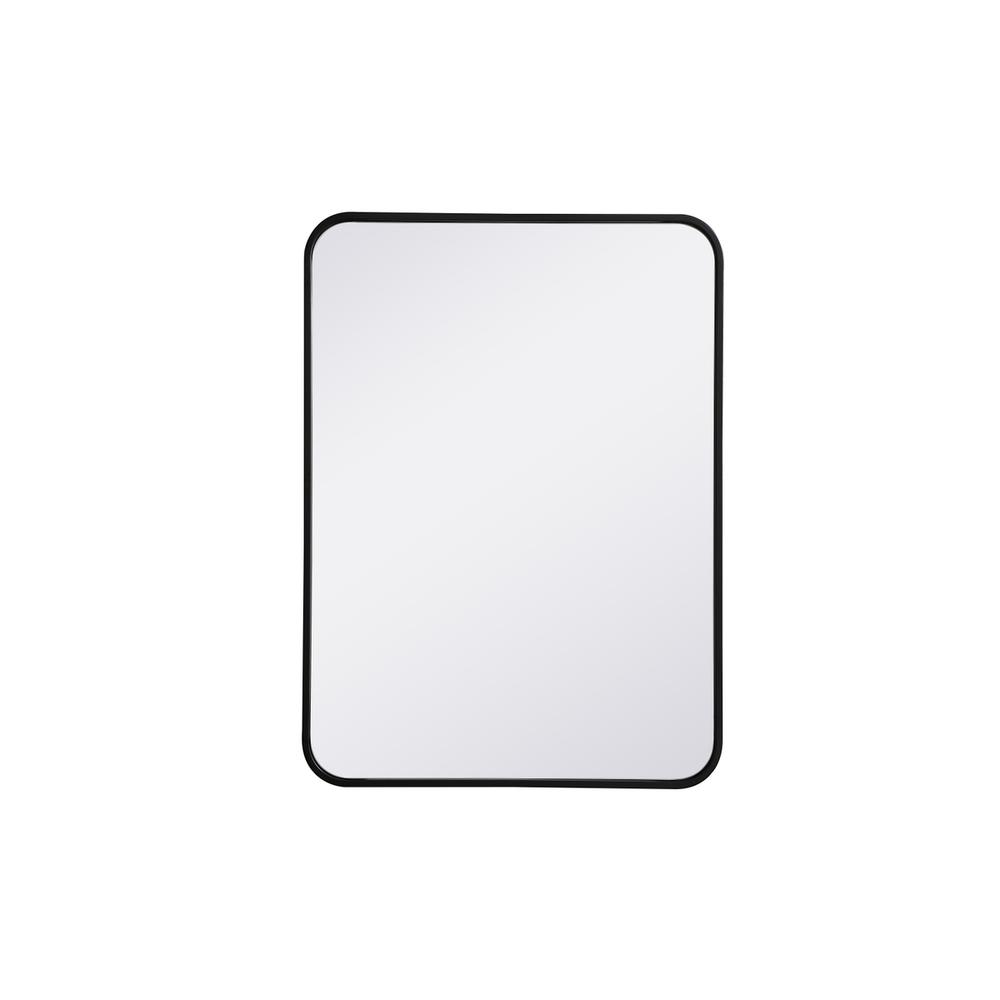 Soft corner metal rectangular mirror 22x30 inch in Black. Picture 1