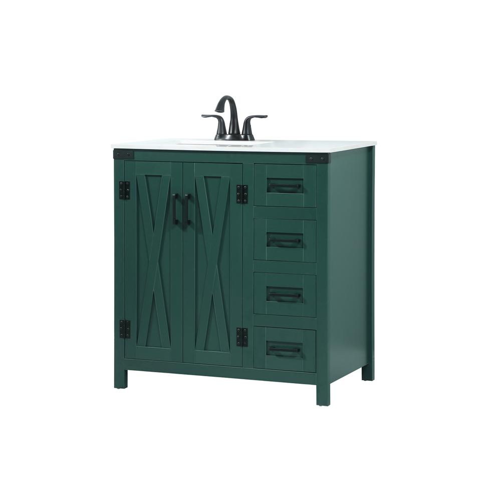 32 inch Single bathroom vanity in green. Picture 7