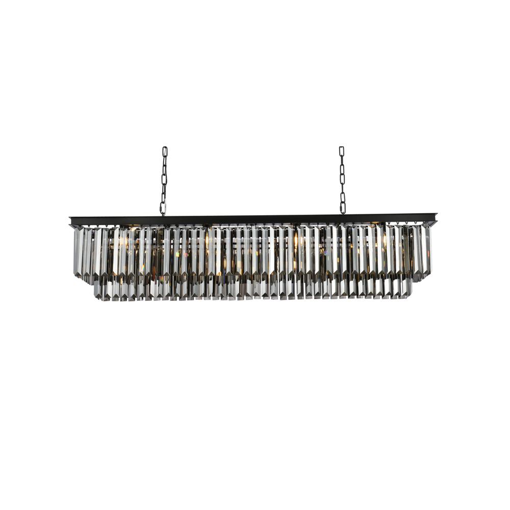 Sydney 12 light Matte Black Chandelier Silver Shade (Grey) Royal Cut Crystal. Picture 2