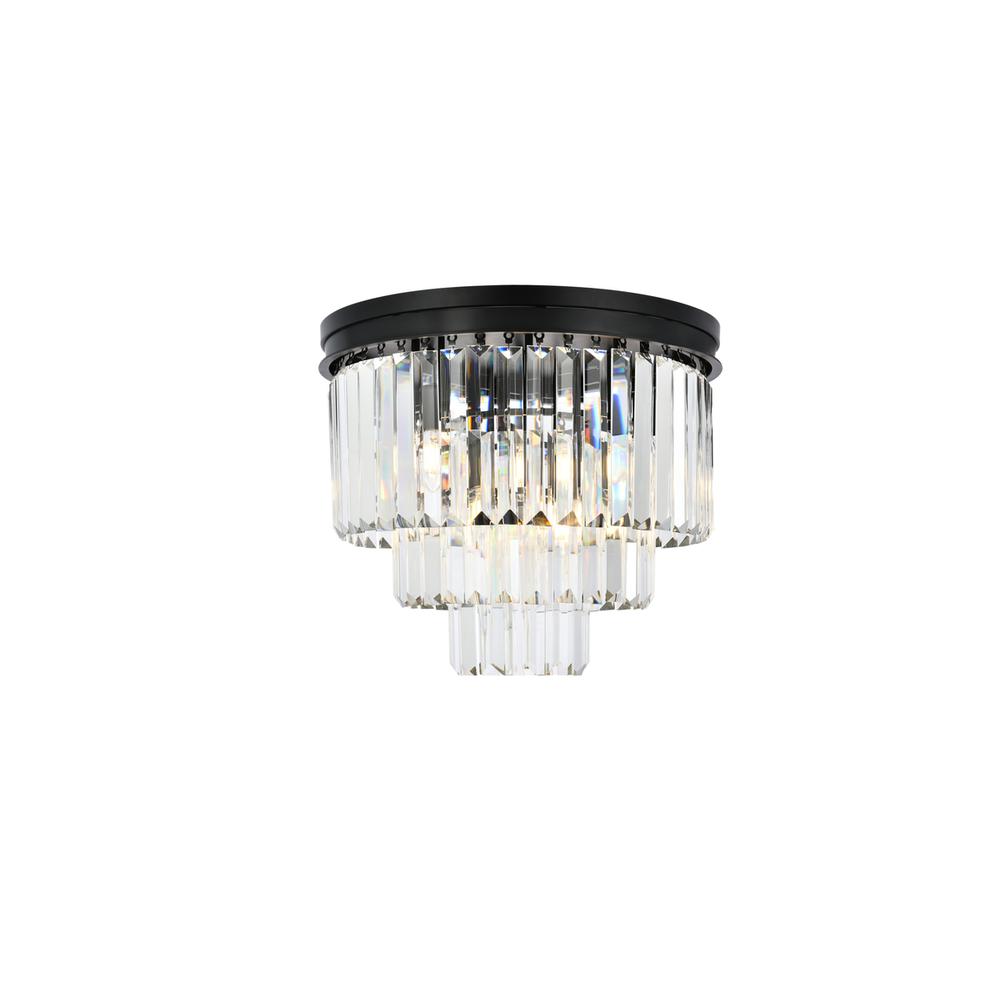 Sydney 9 light Matte Black Flush Mount Clear Royal Cut Crystal. Picture 1