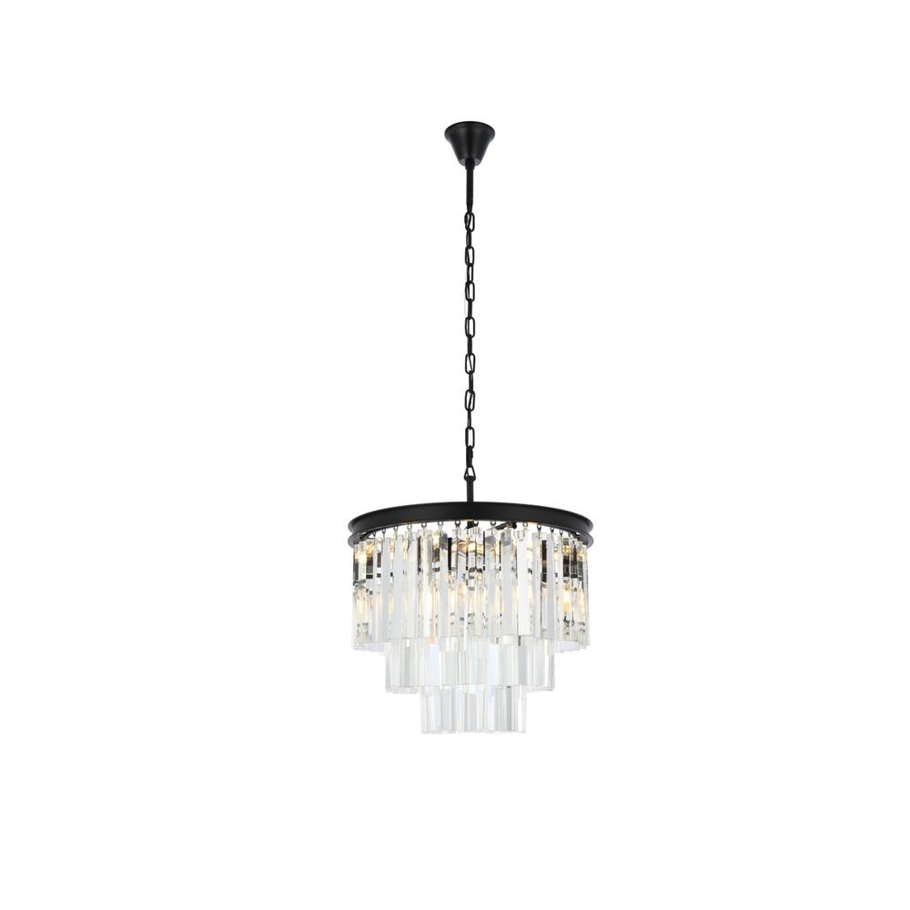 Sydney 9 light Matte Black Chandelier Clear Royal Cut Crystal. Picture 1