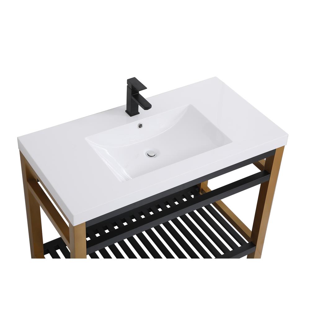 42 inch Single Bathroom Metal Vanity in Golden Black. Picture 8