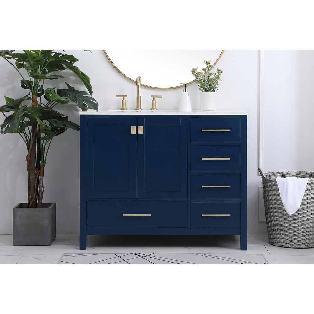 42 inch Single Bathroom Vanity in Blue. Picture 14