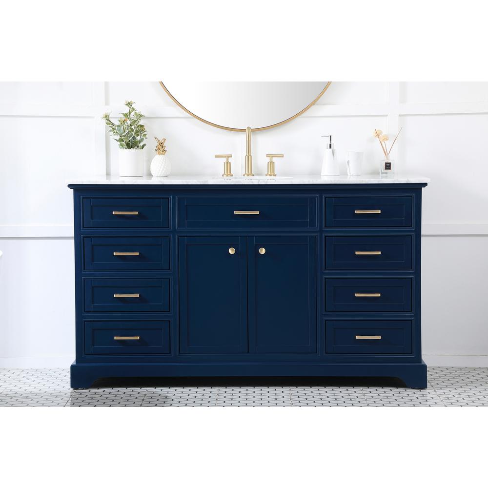 60 inch Single bathroom vanity in blue. Picture 14