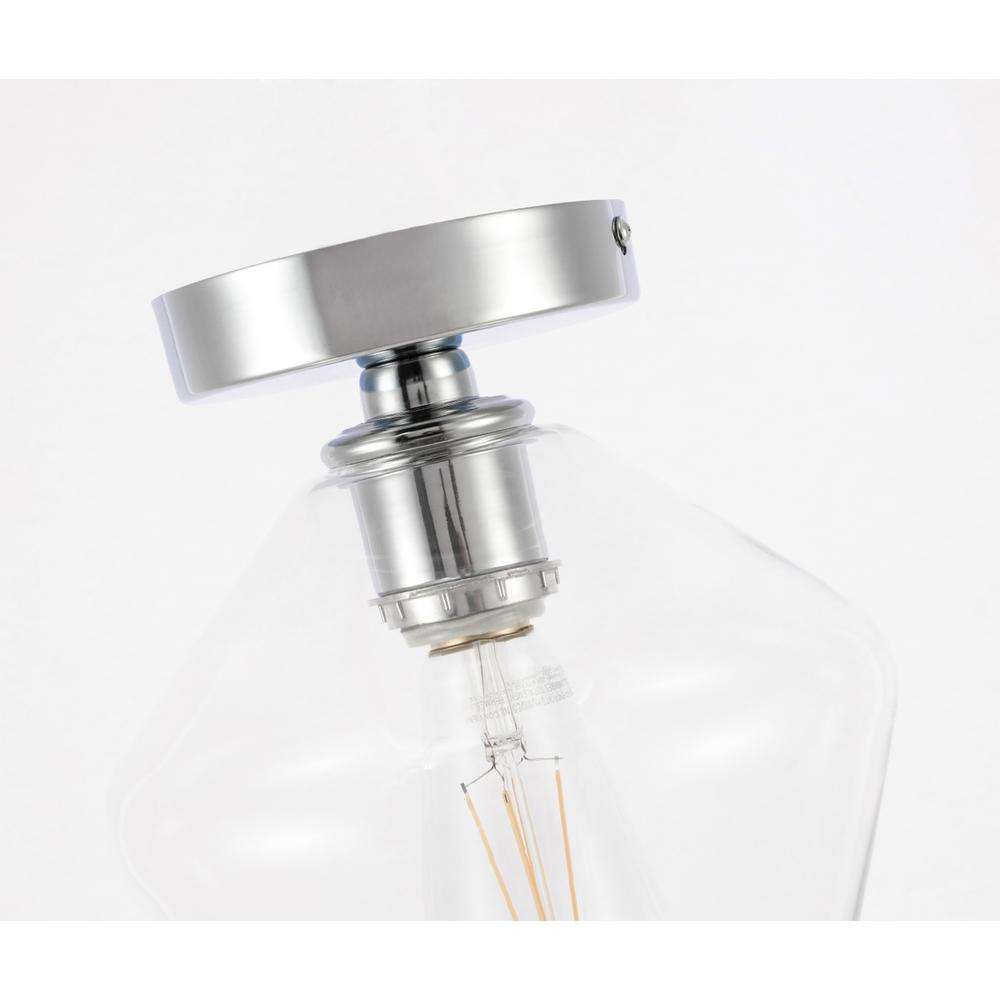 Gene 1 light Chrome and Clear glass Flush mount. Picture 8