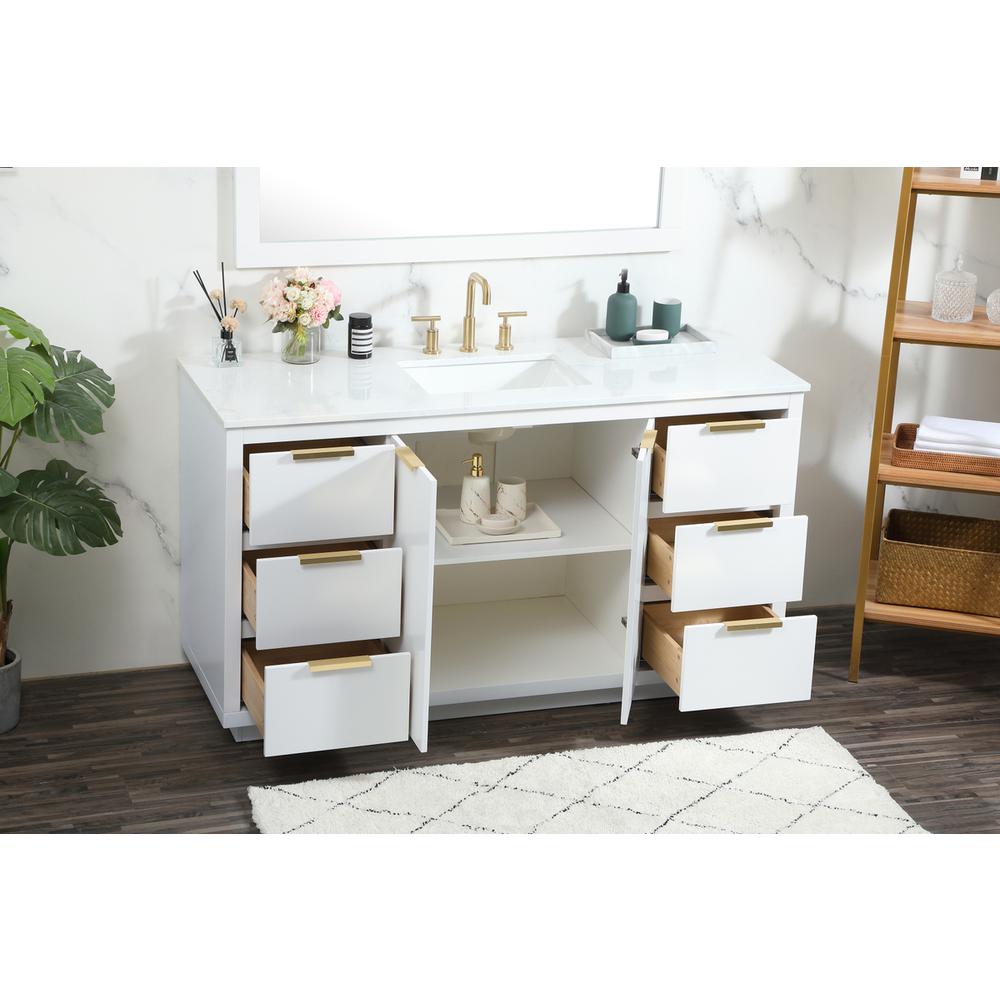60 inch Single bathroom vanity in white. Picture 3