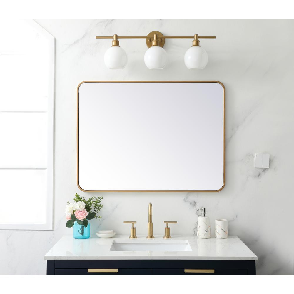 Soft corner metal rectangular mirror 27x36 inch in Brass. Picture 9