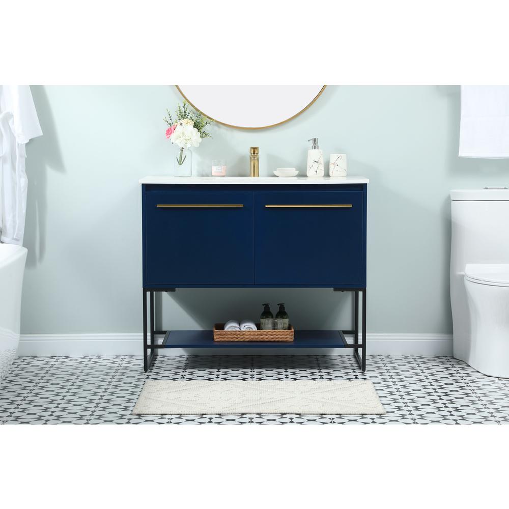 40 inch Single bathroom vanity in blue. Picture 14