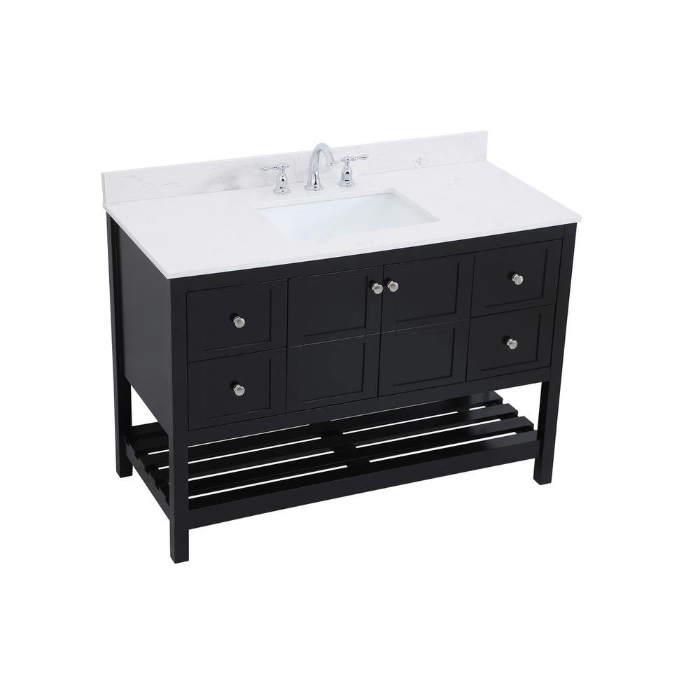 48 inch Single Bathroom Vanity in Black with Backsplash. Picture 8
