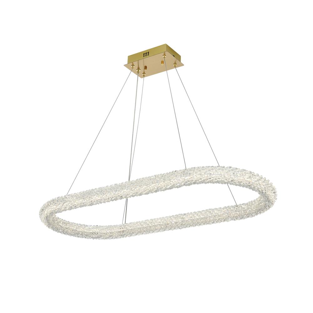 Bowen 42 inch Adjustable LED Chandelier in Satin Gold. Picture 2