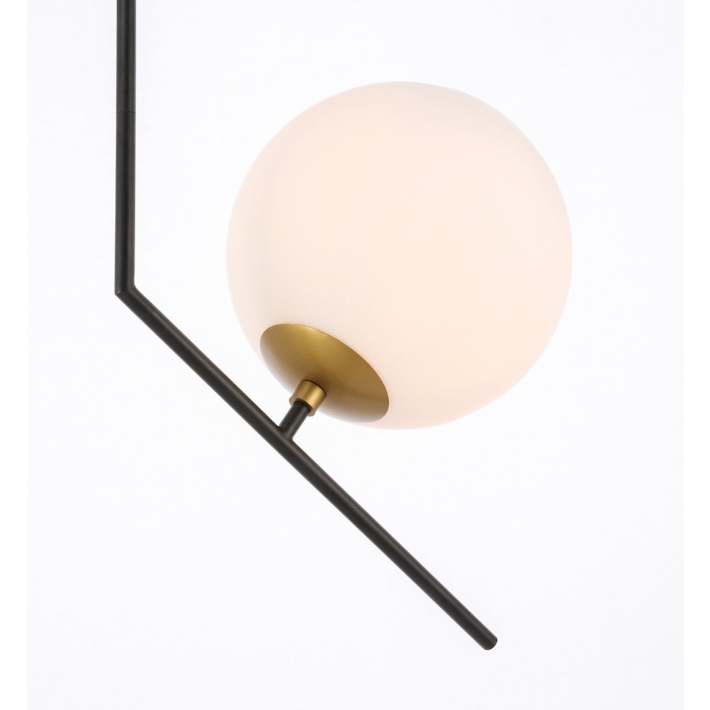 Ryland 1 Light Black And Brass And Frosted White Glass Pendant. Picture 11