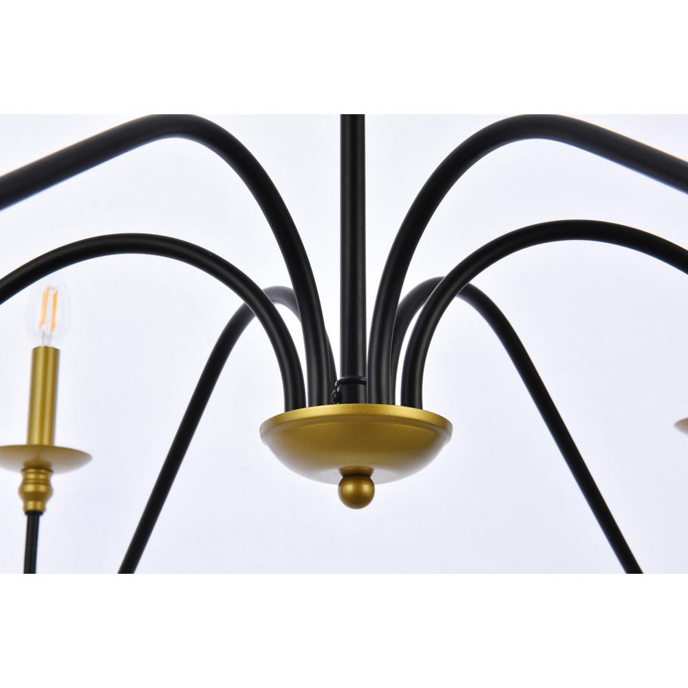 Rohan 42 inch chandelier in matte black and brass. Picture 3