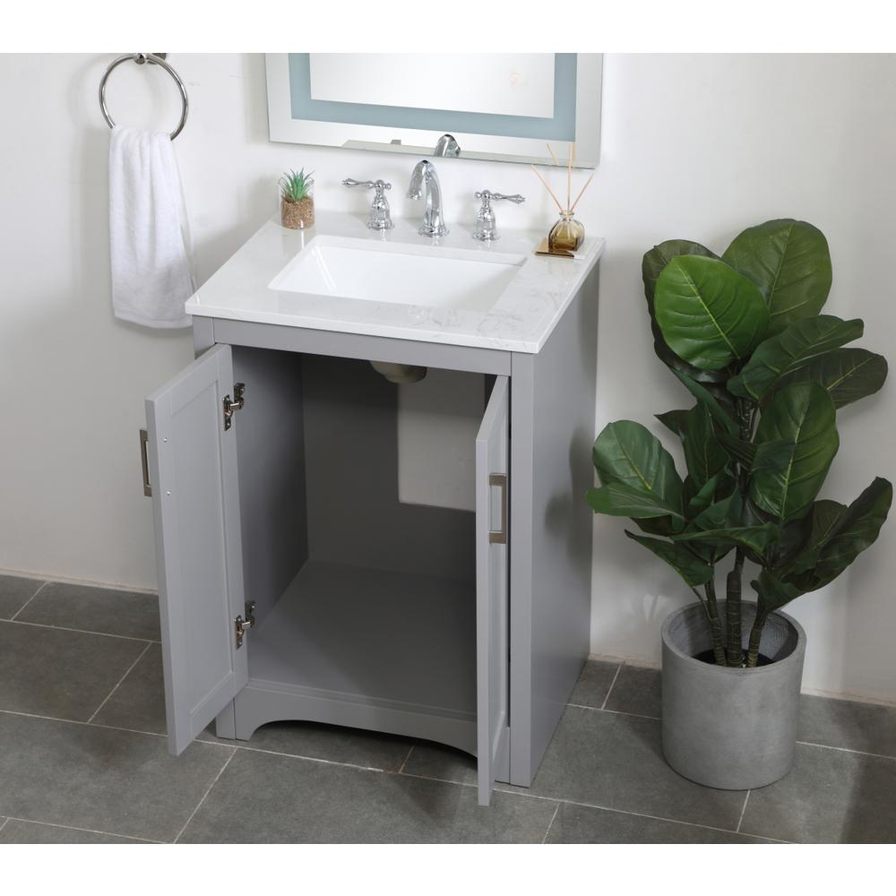 24 inch Single Bathroom Vanity in Grey. Picture 3