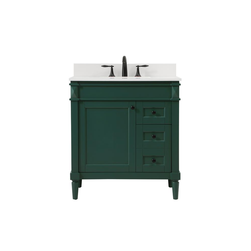 32 inch Single bathroom vanity in green with backsplash. Picture 1