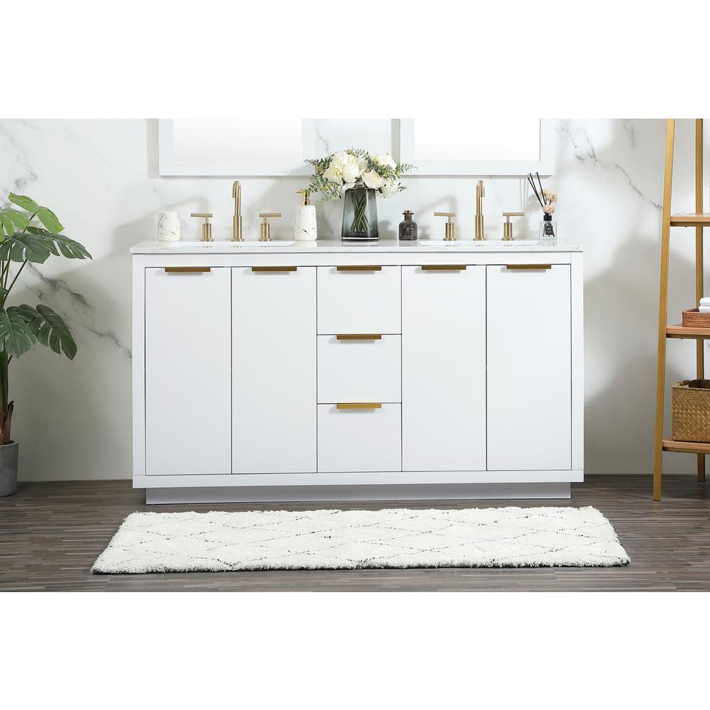 60 inch double bathroom vanity in white. Picture 14