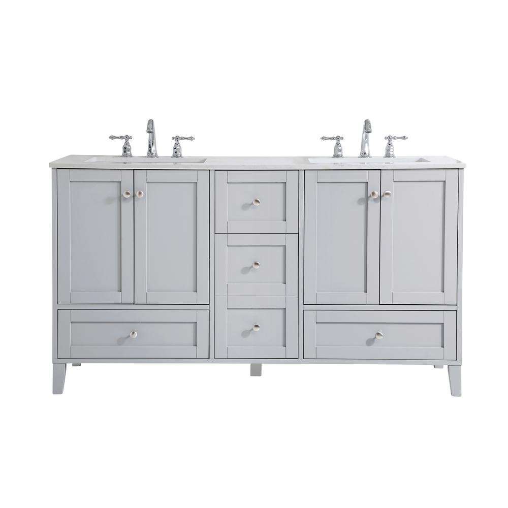 60 inch Double Bathroom Vanity in Grey. Picture 1