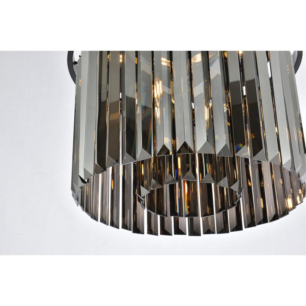 Sydney 6 light Matte Black Flush Mount Silver Shade (Grey) Royal Cut Crystal. Picture 3