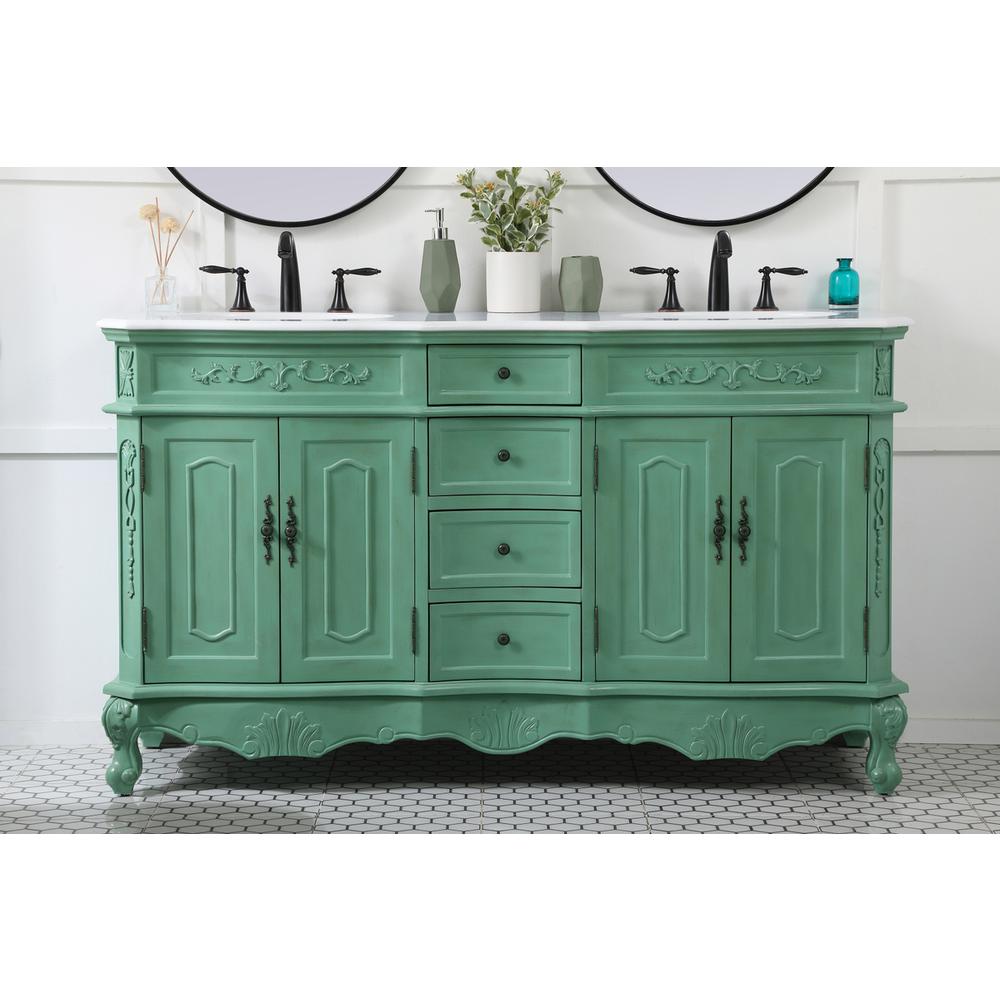 60 inch double Bathroom vanity in vintage mint. Picture 14