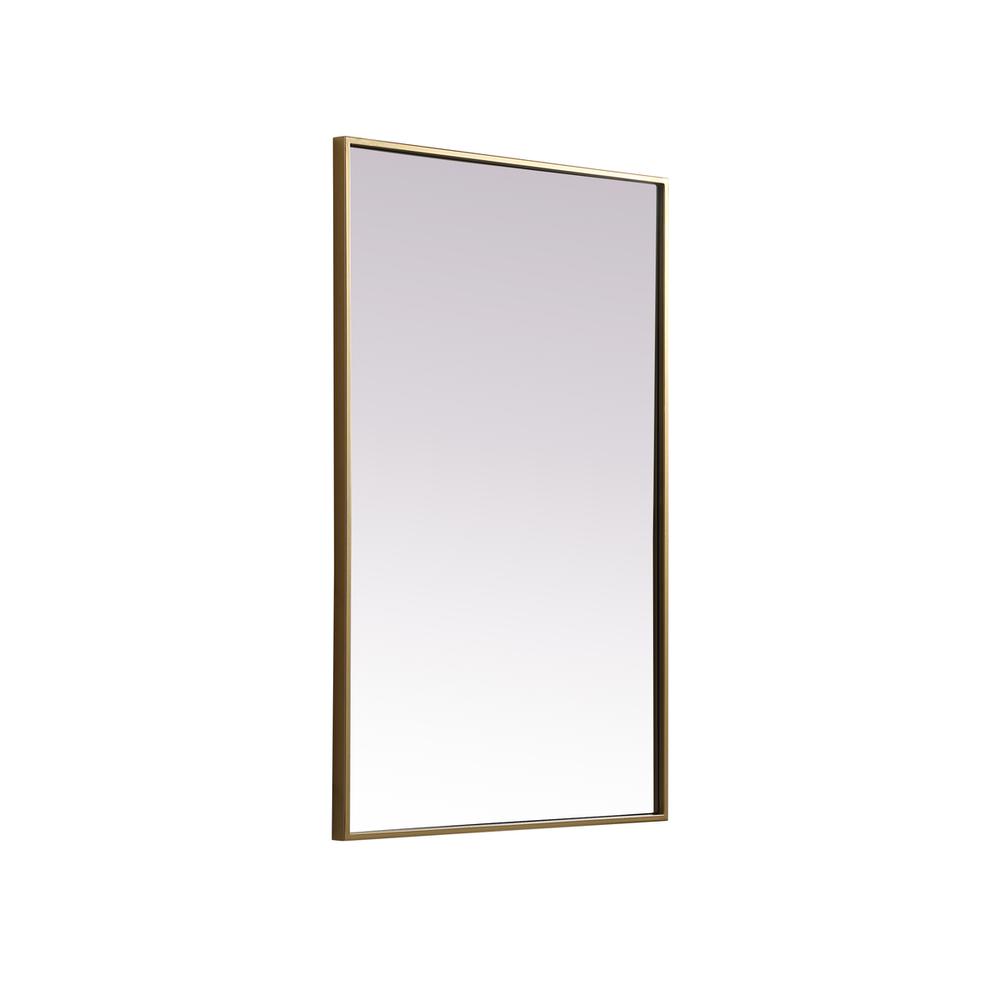 Metal Frame Rectangle Mirror 24x36 Inch in Brass. Picture 7