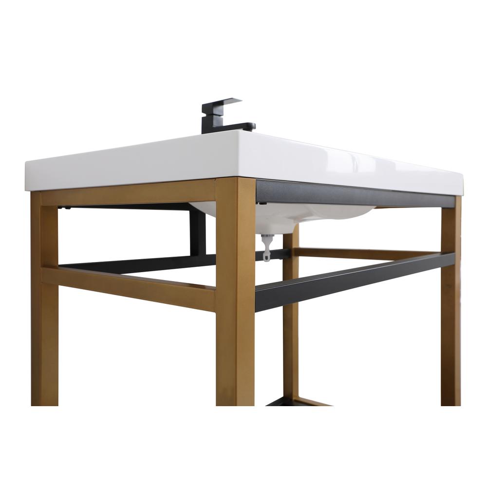 36 inch Single Bathroom Metal Vanity in Golden Black. Picture 10