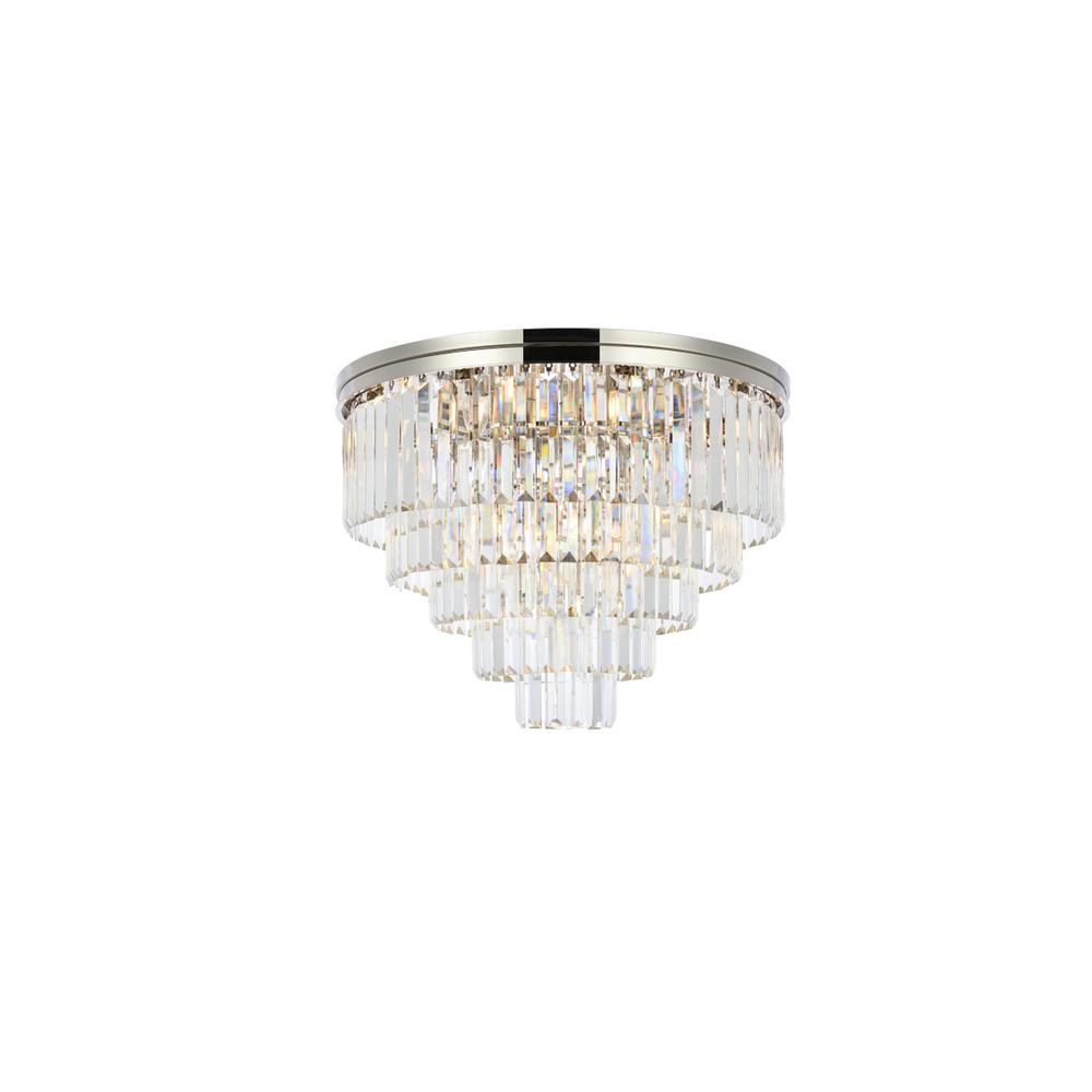 Sydney 17 light polished nickel Flush Mount Clear Royal Cut Crystal. Picture 1