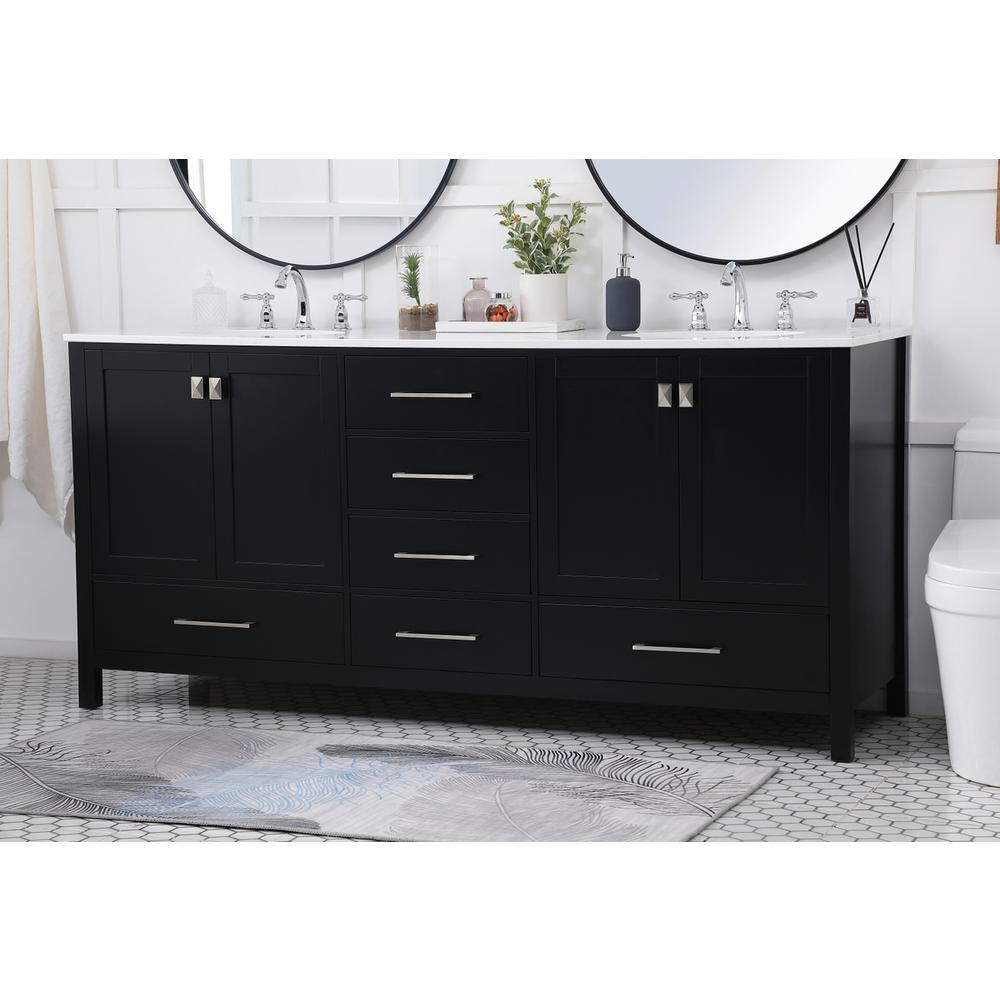 72 inch Double Bathroom Vanity in Black. Picture 2