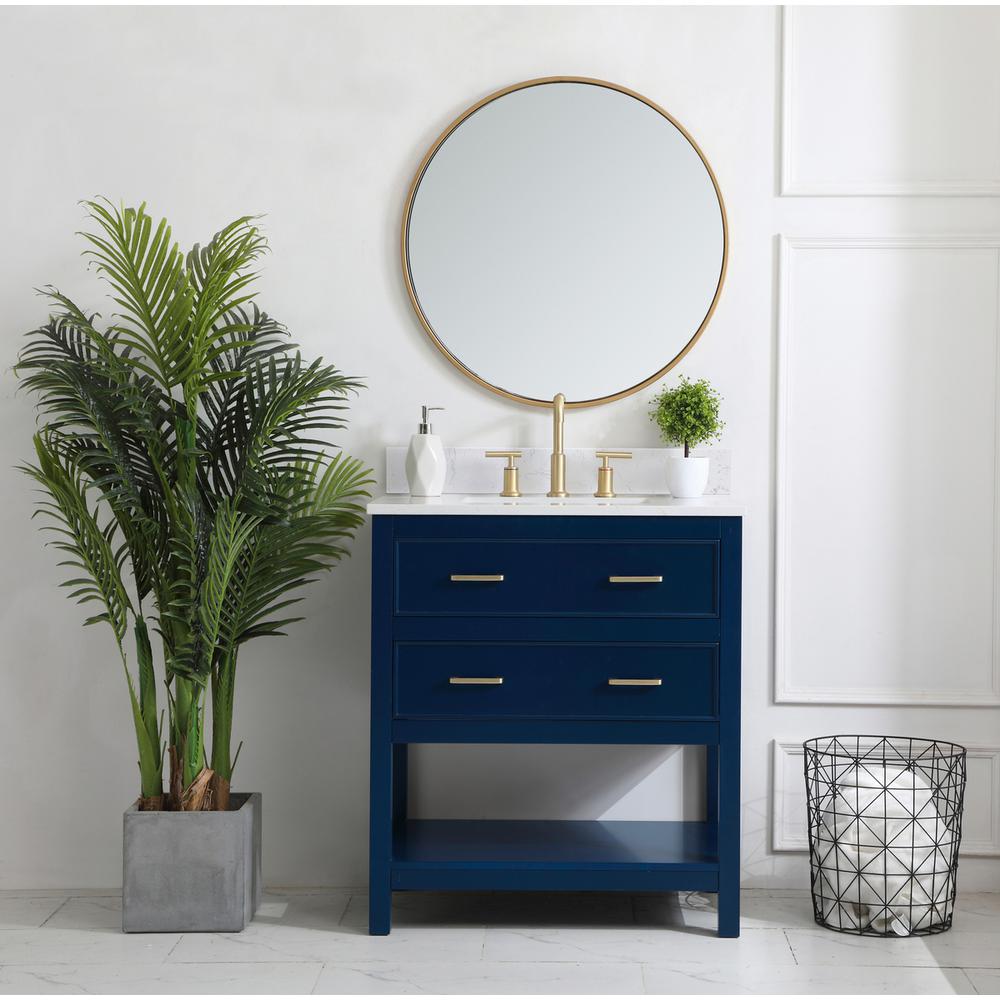30 inch Single Bathroom Vanity in Blue with Backsplash. Picture 6