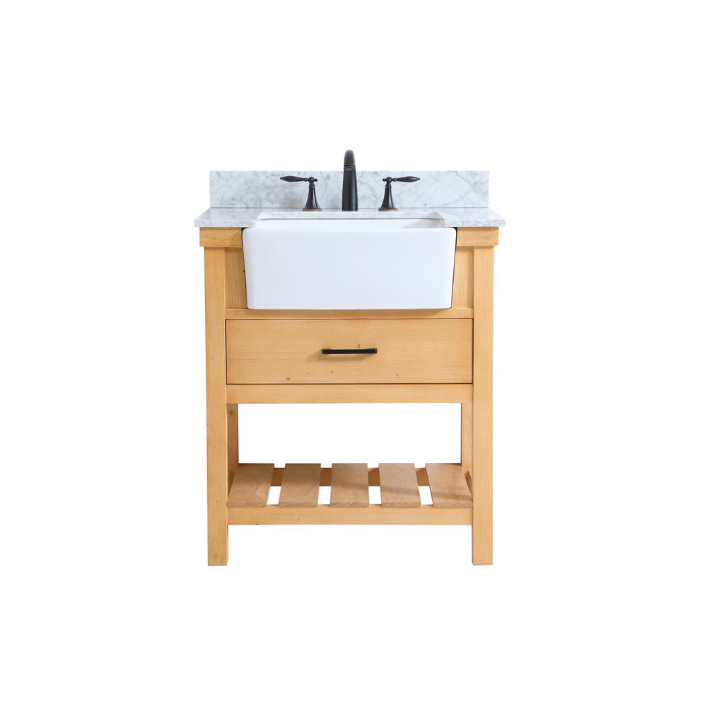 30 inch Single bathroom vanity in natural wood with backsplash. Picture 1