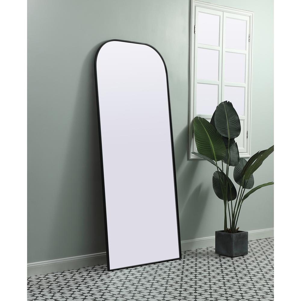 Metal Frame Arch Full Length Mirror 32x76 Inch in Black. Picture 2