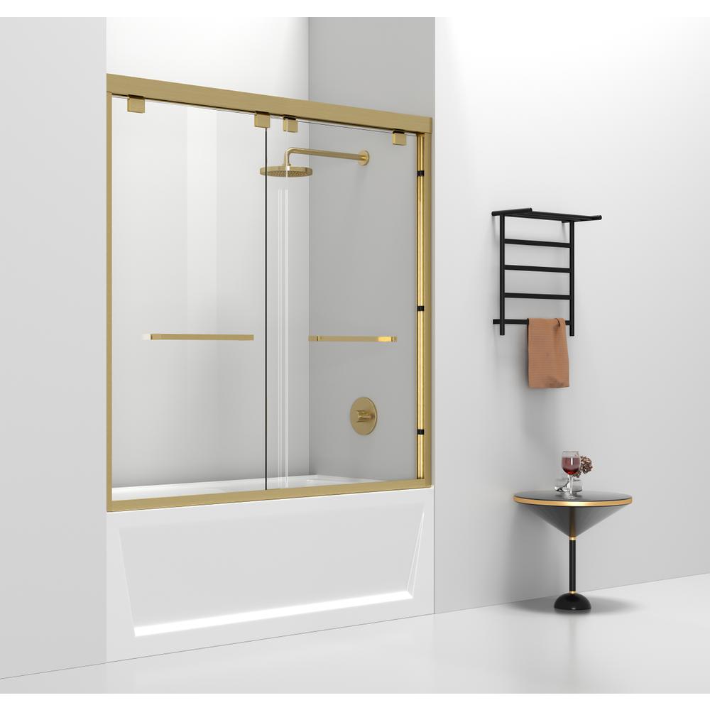 Semi-frameless tub door 60 x 60 Brushed Gold. Picture 2